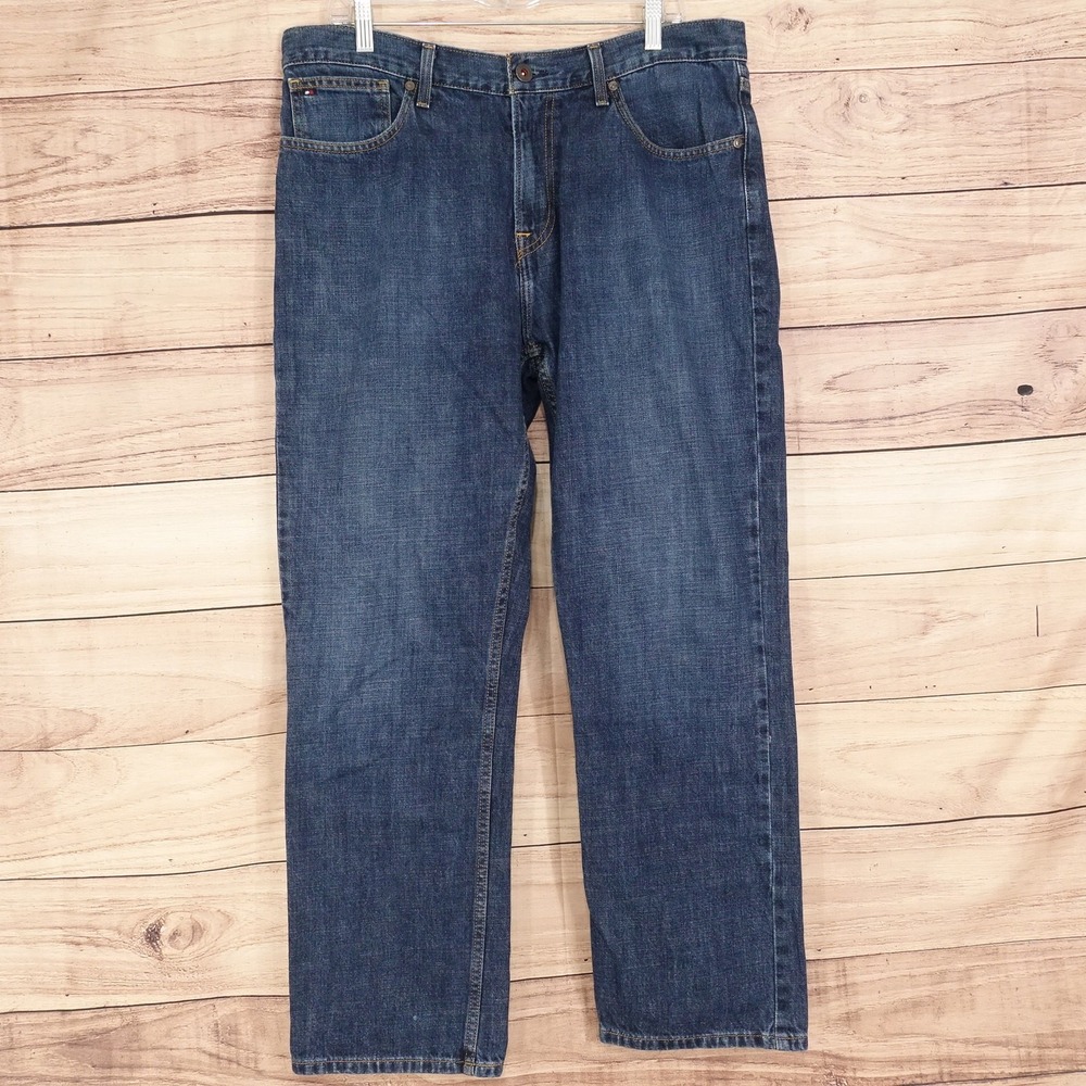 Tommy Hilfiger Jeans Mens 36x30 Blue Medium Wash Straight Denim